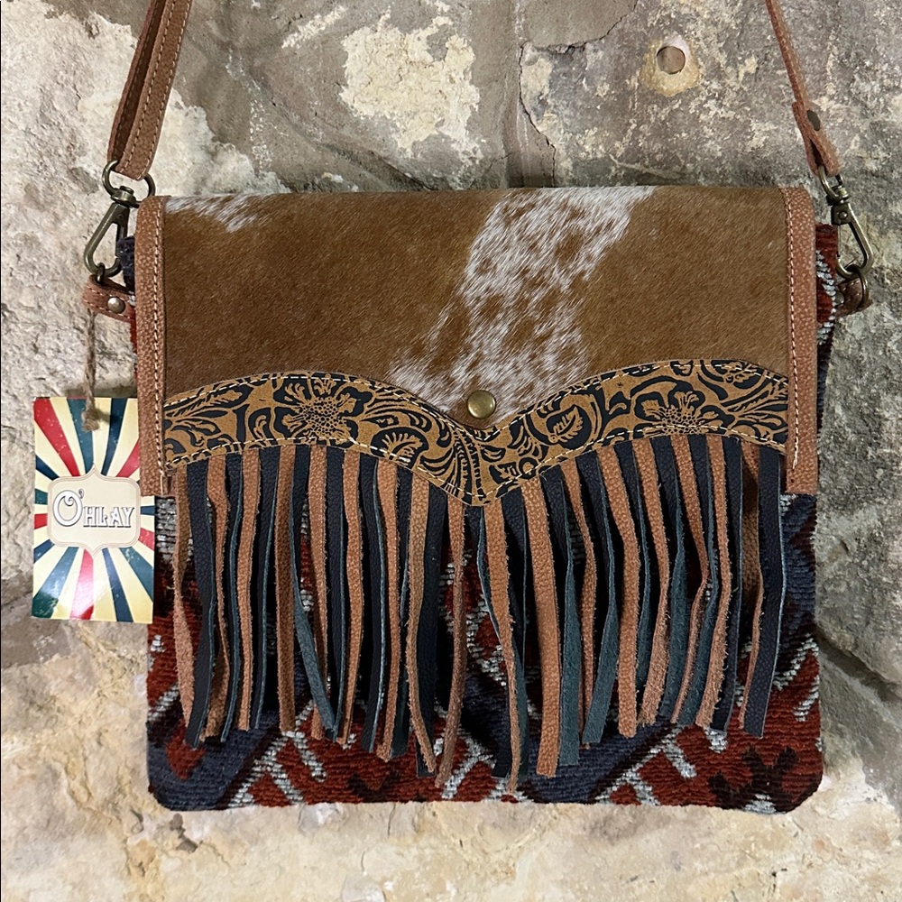 Brand NEW w/ Tags O’hlay Leather Cowhide Crossbody Purse